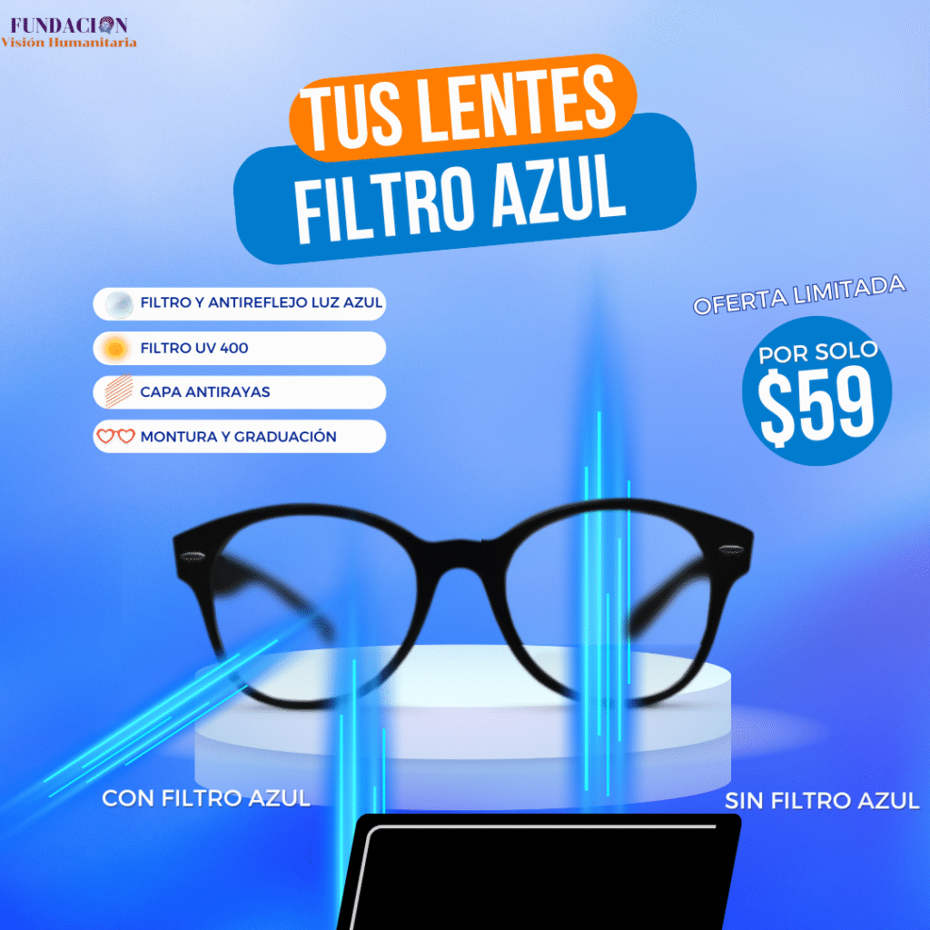 Promoción de lentes económicos en Quito con lunas filtro azul